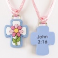 Flower with Cross/John 3:16 Pendant