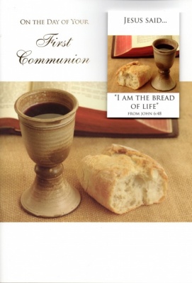 First Communion Card (John 6:48)