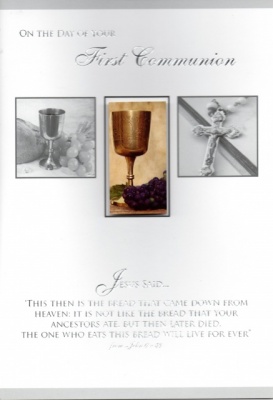 First Communion Card (John 6:58)