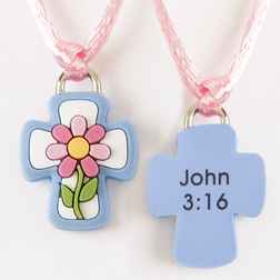 Flower with Cross/John 3:16 Pendant