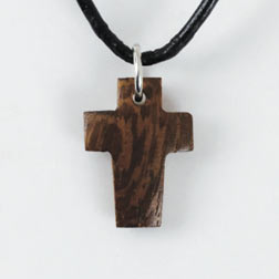 Puffy Wood Cross Pendant