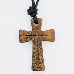 Large Recessed Center Wood Cross Pendant