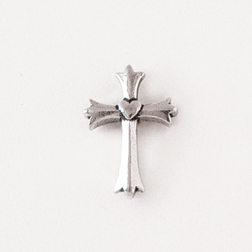 Fleur w/Heart Cross Lapel Pin