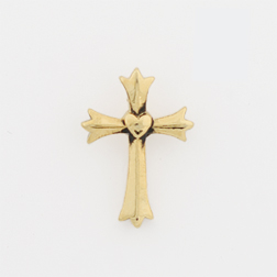 Fleur Cross w/Heart Lapel Pin