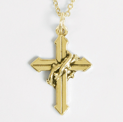 Crown of Thorns Cross Pendant (Gold Plated)