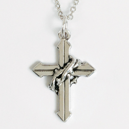 Crown of Thorns Cross Pendant (Pewter)