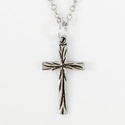 Carved Cross Pendant (Pewter)