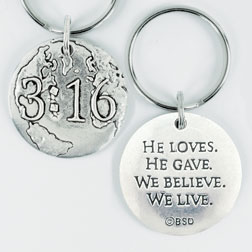 3:16 Pewter Keychain