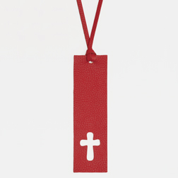 Cut-Out Cross Leather Bookmark