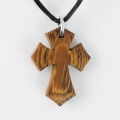 Flared Pointy Wood Cross Pendant
