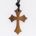 Large Flared Pointy Wood Cross Pendant