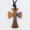 Large Flared Wood Cross Pendant