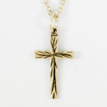 Carved Cross Pendant (Gold Plated)