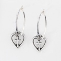 Open Heart w/Cross on Hoop Earrings