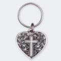 Ornate Heart Cross Keyring