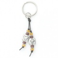 Beaded Cross w/Heart Keyring