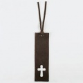 Brown Leather Cut-Out Cross Bookmark
