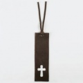 Brown Leather Cut-Out Cross Bookmark