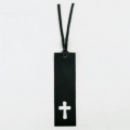 Black Rounded Cut-Out Cross Leather Bookmark