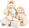 Pastel Resin Nativity with Cow