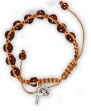 Macrame Rosary Bracelet - Brown Glass