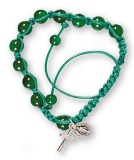 Macrame Rosary Bracelet - Green Glass