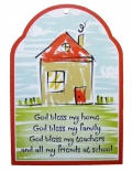 God Bless My Home Portrait - Wooden Plaque