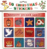60 Square Nativity Themed Stickers