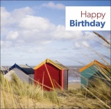 Happy Birthday - Greetings Card (Beach Huts)