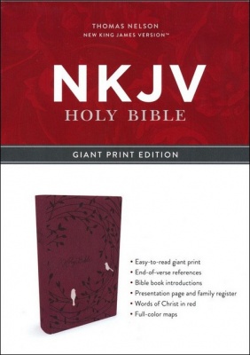 NKJV Giant Print Bible - Raspberry Leathersoft
