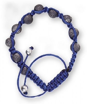 Macrame Rosary Bracelet - Blue Resin
