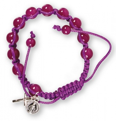 Macrame Rosary Bracelet - Purple Glass