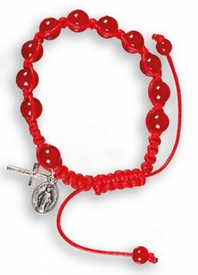 Macrame Rosary Bracelet - Red Glass