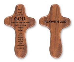 Talk With God Walnut Holding Cross