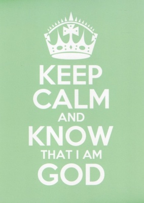 Keep Calm and Know That I Am God - Greetings Card (Lime Green)