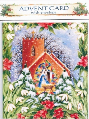 Advent Calendar Greetings Card - Nativity Church