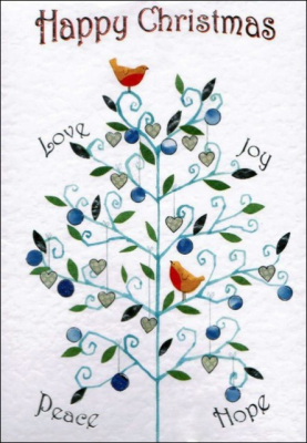 Love Joy Peace Hope Tree Textured Christmas Cards - Pack of 10