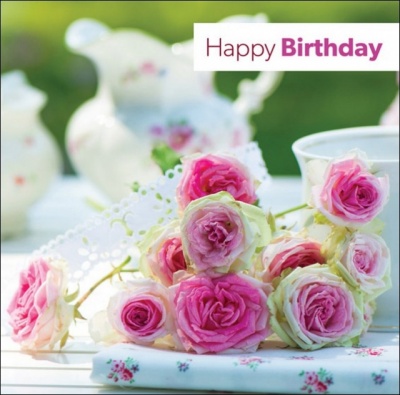 Happy Birthday - Greetings Card (Pink Rose)